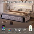 thumbnail image 2 of 4 EVER WINNER King Size LED Bed Frame with Storage, Upholstered Platform Bed with 4 Drawers, Adjustable LED Lights Headboard, White, 2 of 6