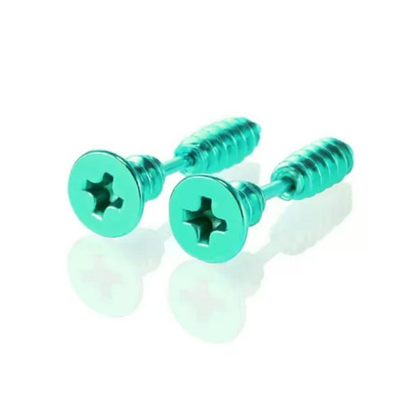 K-KED 2PCS Stainless Steel Creative Ear Studs Earring Men Women Screw Back Earrings-Green