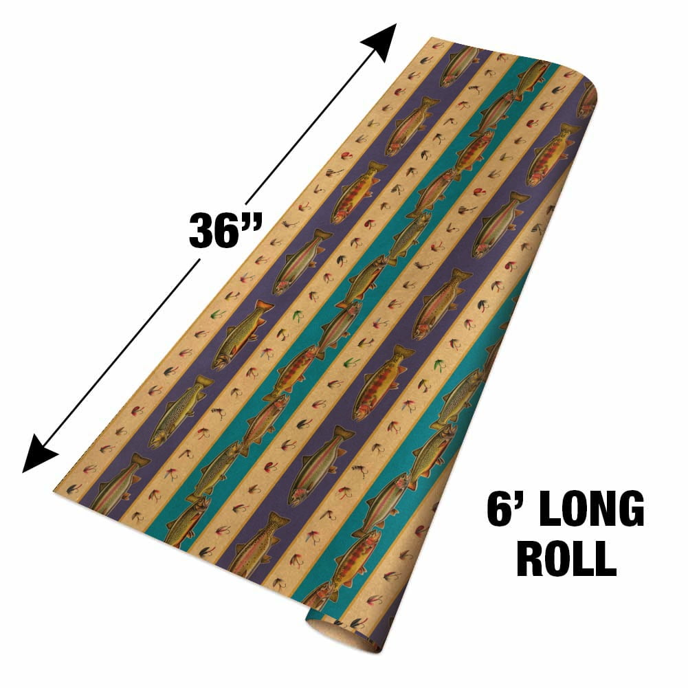 Trout River Lake Fly Fish Fishing Premium Kraft Roll Gift Wrap Wrapping Paper