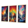 thumbnail image 3 of Designart "Visionary Rainbow Mystery Landscapes III" Abstract Landscape Framed Wall Art Set Of 3 - Multicolor Abstract Landscapes Frame Canvas Set For Living Room Decor, 3 of 6