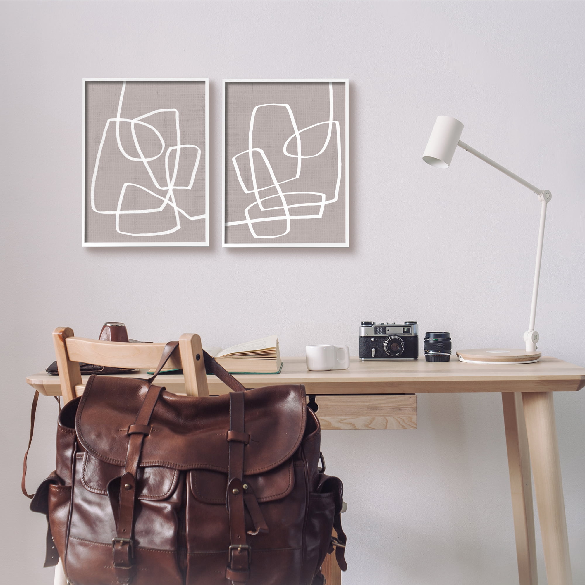 Stupell Industries Abstract Busy Line Minimal Boho Design Brown White, 11 x 14,Design by June Erica Vess