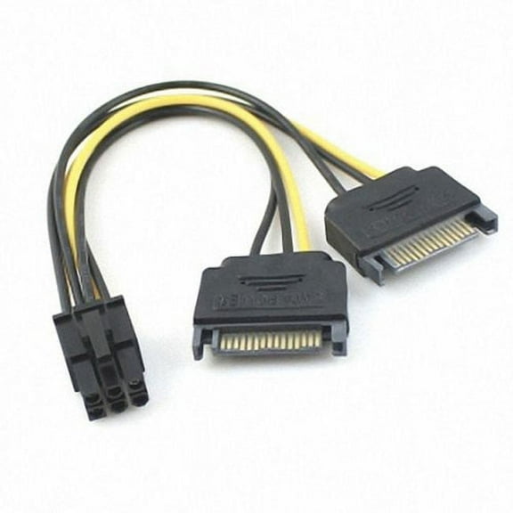 CY Dual two SATA 15 Pin Male M to PCI-e Express Card 6 Pin Female Graphics Video Card Power Cable 15cm