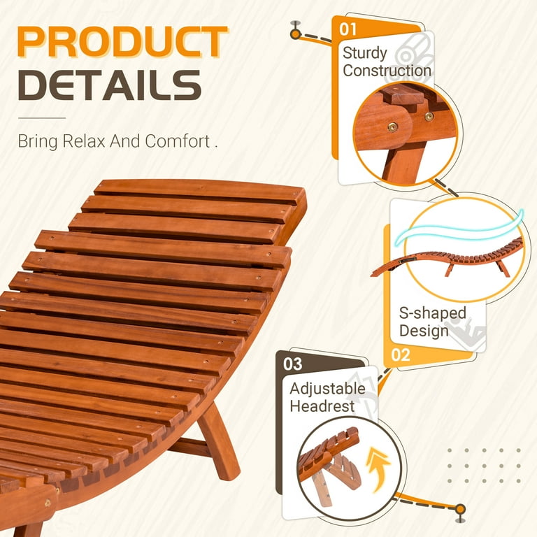 Homall Outdoor Foldable Acacia Wood Chaise Lounge, Weather Homall Outdoor Foldable Acacia Wood Chaise Lounge, Weather