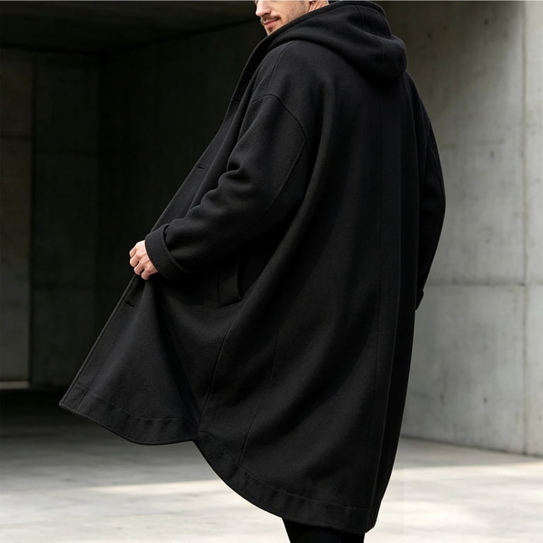 Men's Hoodie Overcoat One Breasted Coat,Slim Versatile Loose Outer
