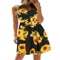 thumbnail image 1 of Robes Imprimées Tournesol Maman et Moi Bretelles Épaules Robe Maxi Sans Manches Tenues Assorties Noir Femmes TG, 1 of 7