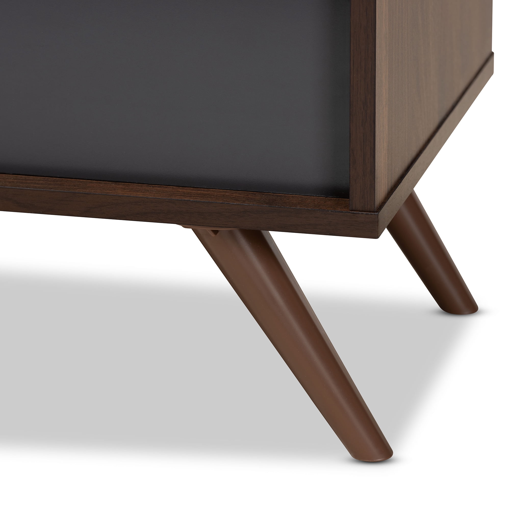 Baxton Studio Naoki Modern and Contemporary Two-Tone Grey and Walnut Finished Wood TV Stand with Drop-Down Compartments