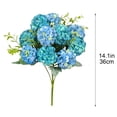 thumbnail image 3 of hulanddfd Artificial Flowers 10-Headed Hydrangea Bouquet Silk Flowers with Stems Faux Floral Arrangements Dining Table Centerpieces for Spring Home Party Decor(Blue), 3 of 6