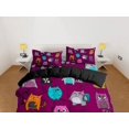 thumbnail image 2 of Colorido lindo gato ropa de cama violeta, ropa de cama infantil, niños juego de funda nórdica, regalo, 2 of 4