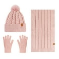 thumbnail image 4 of HNMKIU Women Winter Plus Wool Warm Fashion Knitted Hat Ear Scarf Set Pink - One Size, 4 of 4
