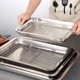 thumbnail image 3 of Inteprter Colador Rectangular Platos de almacenamiento de verduras Utensilios para hornear de acero inoxidable Rejilla de enfriamiento de alambre Cocina y Comedor 36×27×4.8 cm Inteprter HA067652-02, 3 of 6