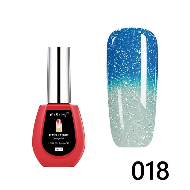 Gel de esmalte de uñas con purpurina que cambia de color a temperatura de 15 ml, efecto Diamond Sparkle, esmalte de decoloración térmica sensible al calor para uñas naturales y artificiales, salón