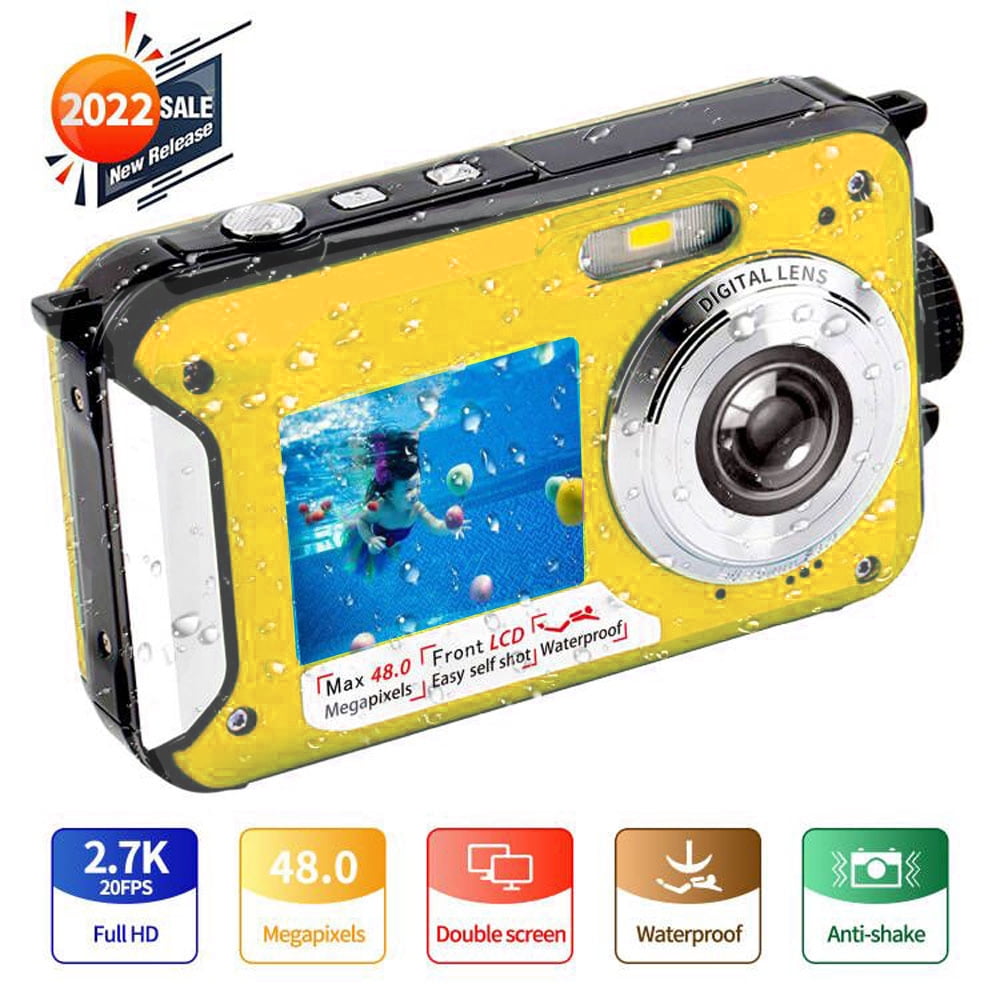 SEREE Waterproof Camera for Youtube Digital Camera FHD 2.7K 48 MP Dual