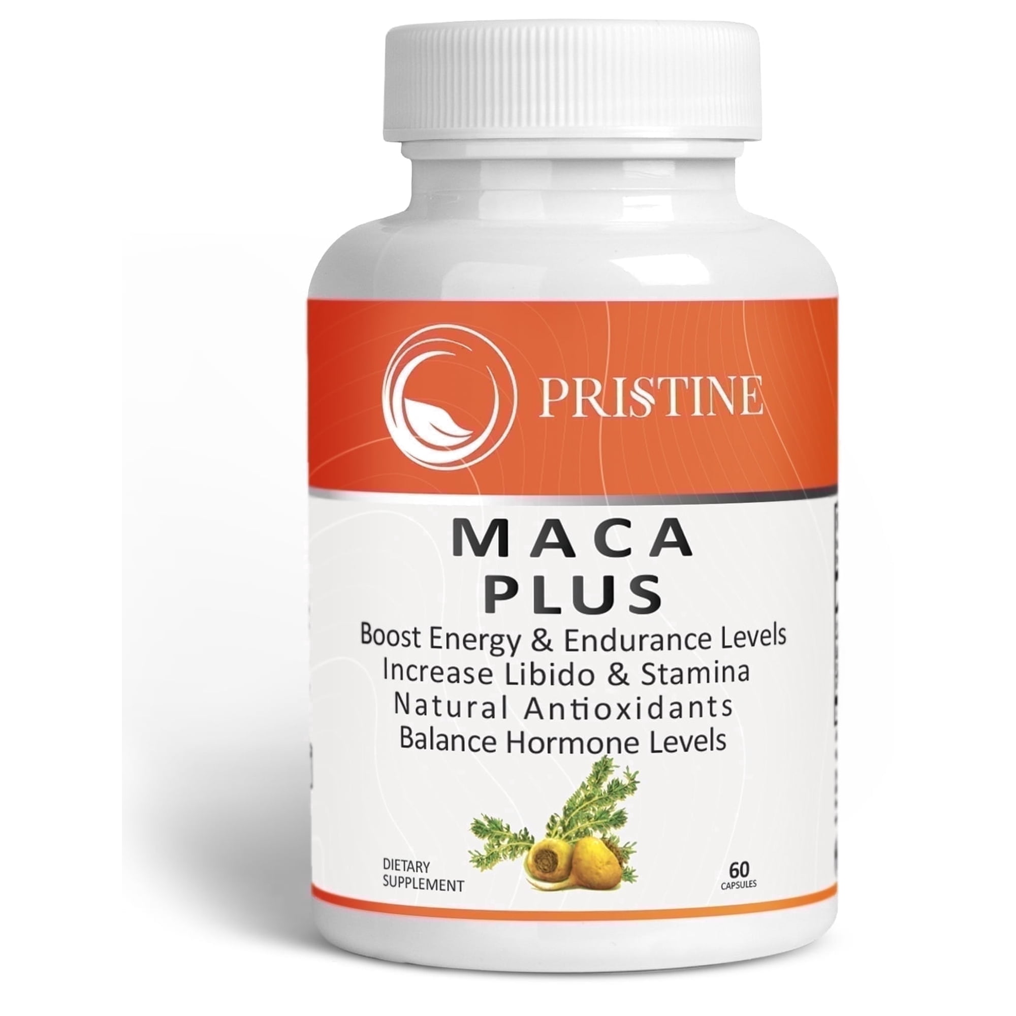 Pristine Maca Root Capsules - Black, Red, Yellow 1500mg Supports Reproductive Health, 60ct