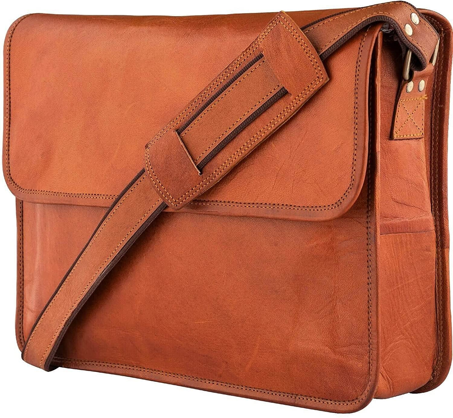 Leather Messenger Bag for Men & Women Offie Briefcase Laptop Satchel Bags 