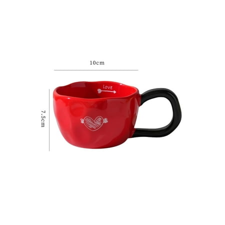 

Totoro Hero Ceramic cup heart-shaped black white and red household mug