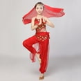 thumbnail image 2 of Eltusu Girls Belly Dance Sets, Sleeveless Shows Performance Elastic Waist Kids Dancewear Sets Red Size 9-11 T, 2 of 6