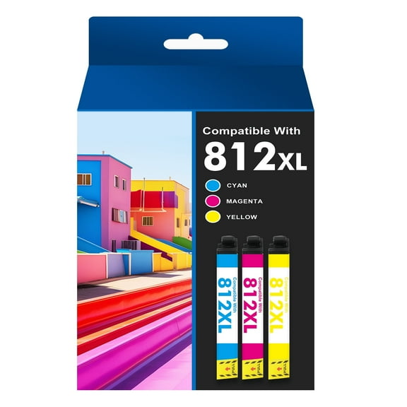 3-Pack 812XL Ink compatible for Epson 812 Ink Cartridges for Epson Workforce Pro WF-7820 WF-7840 WF-7310 Combo Pack