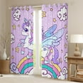 thumbnail image 2 of Erosebridal Chic Unicorn Curtains for Living Room,Cartoon Rainbow Blackout Curtains Set of 2(38x45),Multicolor Stars Curtains and Drapes(38x45) For Girls,Breathable Room Decoration, 2 of 6