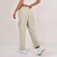 thumbnail image 7 of Lenpel Cargo Pants for Women Elastic High Waisted Pull on Straight Leg Casual Pants Loose Streetwear Trousers with Pockets(Beige,X-Large), 7 of 7