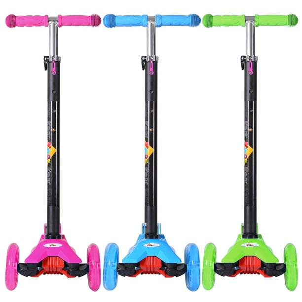 Trottinette pour Enfants avec 3 Roues Lumineuses Scooter Portable pour 2-6  Ans, Pliable, Poignées Ajustable avec LED Roues - BLEU