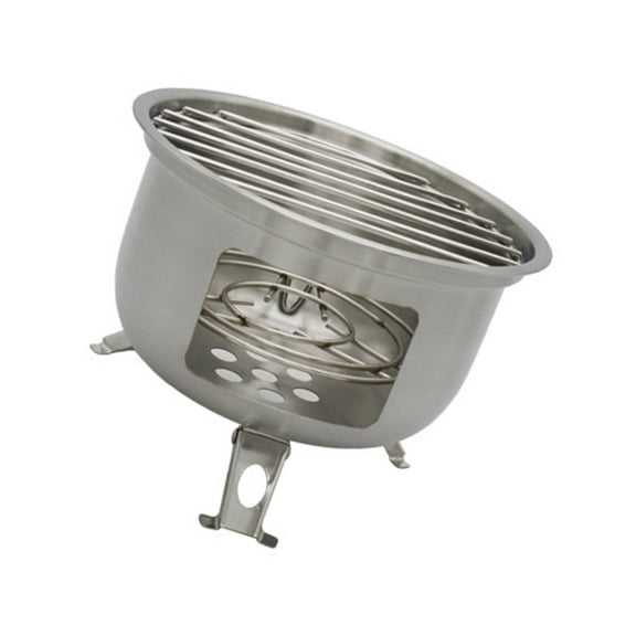BIBABLYKE Portable Backpacking Survival Stove Wood Burning Grill Stainless Steel Stove for Outdoor Cooking and BBQ Picnics