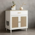thumbnail image 6 of Hidden Cat Litter Box Furniture with Storage Drawer, Wood Cats Litter Enclosure Cabinet with 2 Sisal Doors, Hidden Enclosed Kitty Litter Box Cabinet Dog Proof for Living Room White, 6 of 7