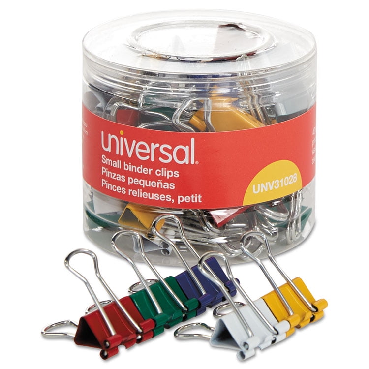 UNIVERSAL Small Binder Clips 3/8" Capacity 3/4" Wide Assorted Colors 40