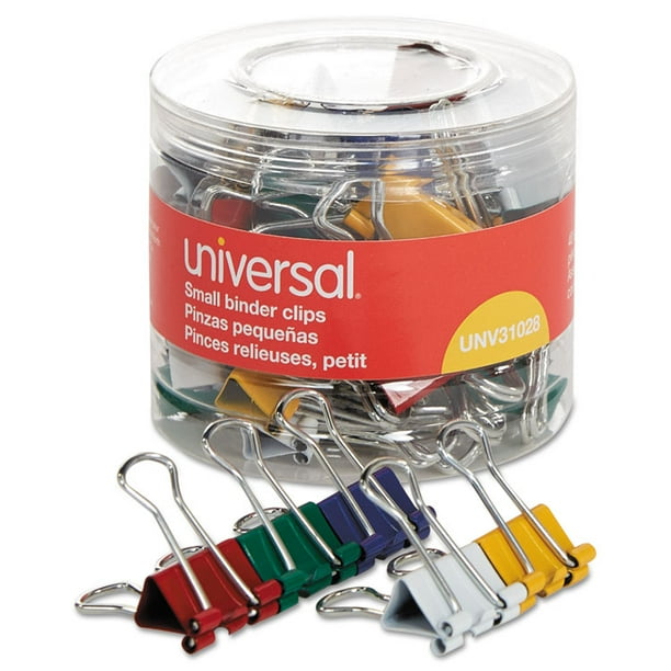 UNIVERSAL Small Binder Clips 3/8" Capacity 3/4" Wide Assorted Colors 40