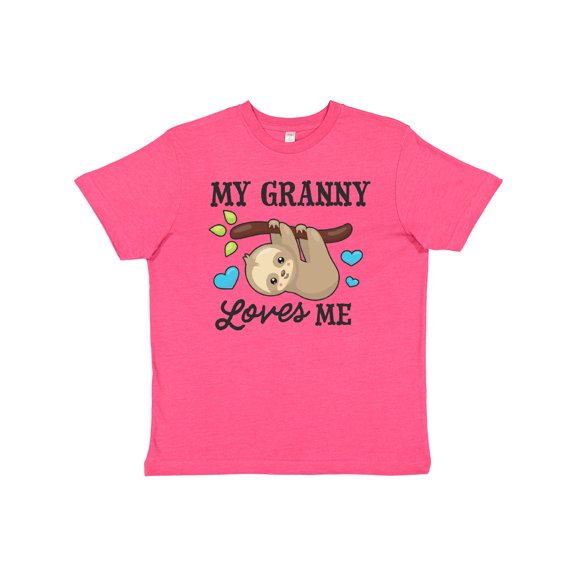Inktastic My Granny Loves Me with Sloth and Hearts Youth T-Shirt