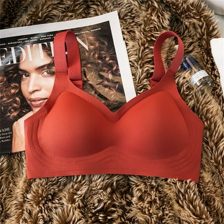 Hot Sale!! Womens Comfortable Wireless Bras Push Up Seamless Bralettes Soft Full Coverage Everyday Bra Women s Wide Straps Without Ring Gathered To Collect Side Breasts Tank Top Non Marking Bra