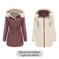 thumbnail image 2 of Honeeladyy Womens Winter Windproof Warm Down Coats Waterproof Thicken Hooded Zipper Puffer Jacket Outdoor Hiking Reversible Jacket Birthday Gifts Pink S, 2 of 8