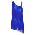 thumbnail image 2 of iixpin Girls Tassel Latin Dance Dress Ballroom Dancing Outfits Samba Costumes Sequins Dancewear 6-16 Years Royal Blue 6, 2 of 6