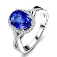 thumbnail image 2 of Inexpensive 1.50 Carat Blue Sapphire and Diamond Infinity Engagement Ring in White Gold, 2 of 4