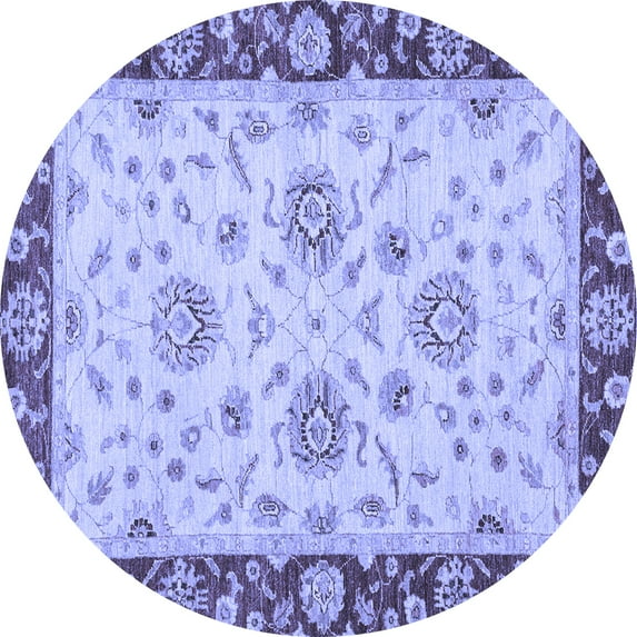 Ahgly Company Indoor Round Oriental Blue Traditional Area Rugs, 6' Round