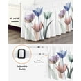 thumbnail image 3 of Simple Floral Bed Skirt Blue Green Purple Flower Leaves Pattern Bed Skirts California King Size 16 Inch Drop, Wrap Around Dust Ruffle&nbsp;Bedskirt with Adjustable Elastic Belt for Queen Size Beds, 3 of 7