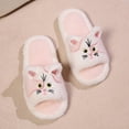 thumbnail image 7 of Fuzzy Slippers For Women Slippers Fuzzy Comfortable Shoes Cute Cat Print Open Toe Flat Slides Cozy Fall Winter Home Footwear Warm Cozy Winter House Slippers Bedroom Indoor House Shoes, 7 of 7
