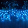 thumbnail image 2 of Set of 150 Blue Mini Incandescent Icicle Christmas Lights, White Wire 4 in. Spacing, 2 of 4
