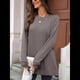 thumbnail image 4 of Camiseta Holgada de Larga con Cuello Redondo y Estampado Geométrico de Jacquard para Mujer, Ropa de Invierno 2025 Café XL, 4 of 10