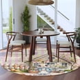 thumbnail image 4 of Easter Bunny Round Area Rugs Collection 6', Colorful Eggs Spring Flowers Pastoral Pink Plaid Non Slip Indoor Circular Throw Runner Rug Floor Mat Carpet for Living Room Dining Table Bedroom Nursery, 4 of 9