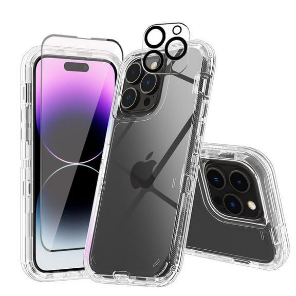 Xhy iPhone 14 Pro Max Case with Screen and Lens Protector Reinforced Bumper Protection Anti Scratch Transparent Shockproof Durable Non-Yellowing Crystal Clear for iPhone 14 Pro Max 6.7 inch 2022 Phone