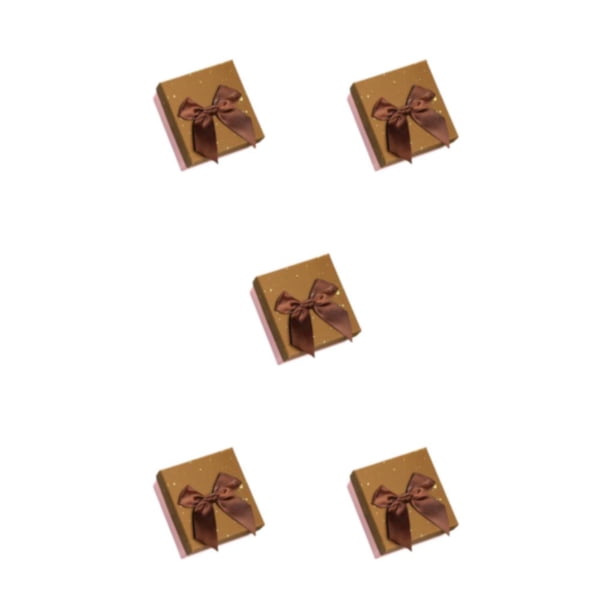 Caja de embalaje de papel Bowknot portátil Decorativo Lindo Protector Rectangular Colgante Pendiente Caja de regalo Contenedor Marrón Cateissary