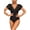 black, variant on Sexy Deep V Neck Solid color One Piece Swimwear for Women Short Sleeve Bath Suit Monkini