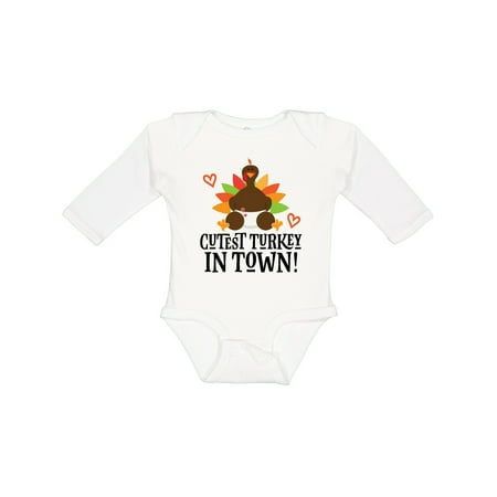 

Inktastic Thanksgiving Cutest Turkey in Town Gift Baby Boy or Baby Girl Long Sleeve Bodysuit
