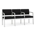 thumbnail image 1 of Lenox Steel Reception Waiting Room 3 Seats Chair / Silver Steel / Black, 1 of 5