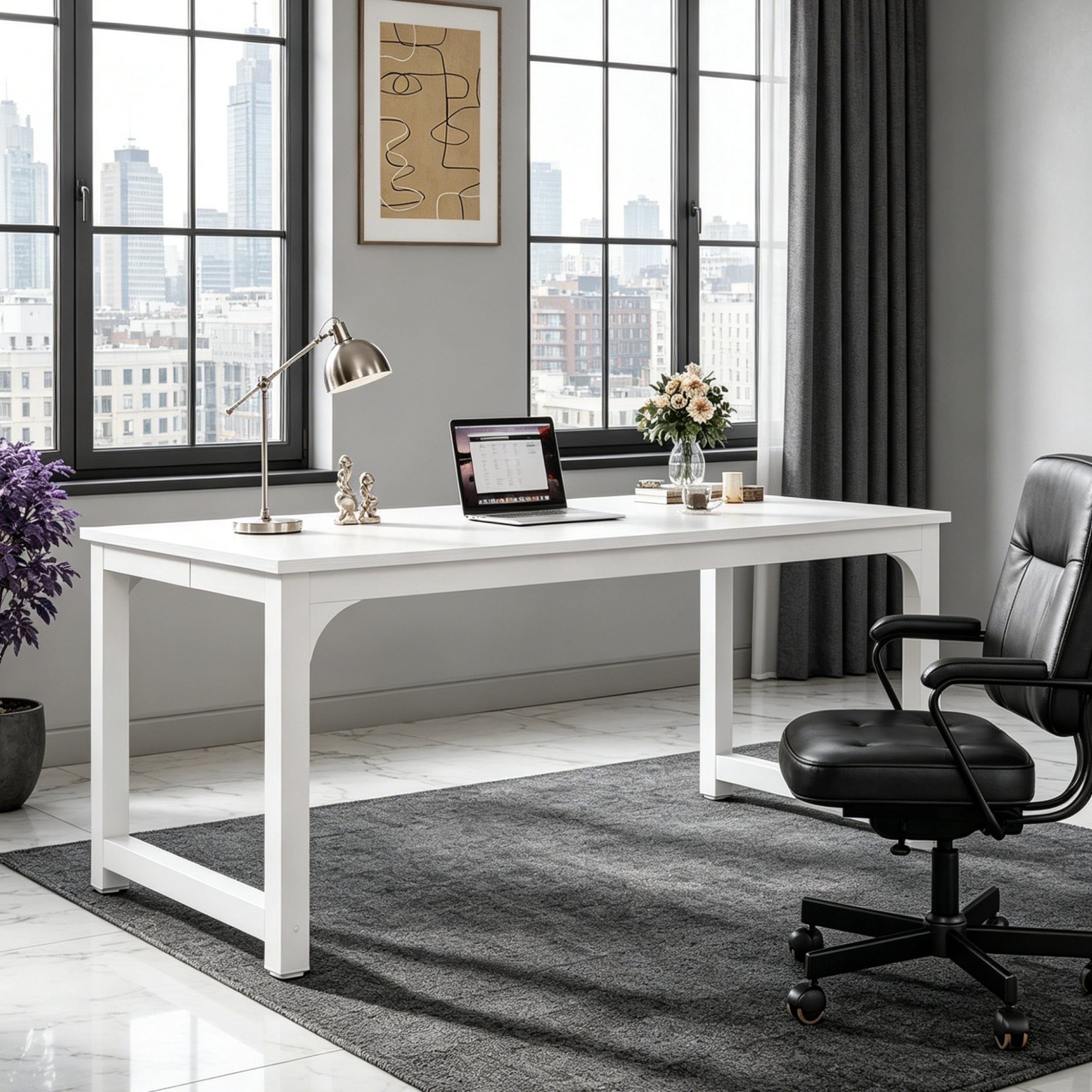 Fnova 70.87'' Extra Large Executive Desk, Home Office Computer Workstation with Thickened Metal Frame, Multipurpose for Conference, Dining, Home Office & Business Use