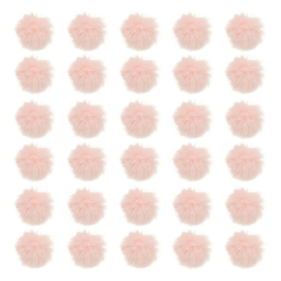 Uxcell Faux Fur Pom Poms for Hats, 30 Pcs Fluffy Soft Fur Poms Balls with Elastic Loop for Keychain Knitting Hats DIY Scarves Gloves Bag Christmas, Pink