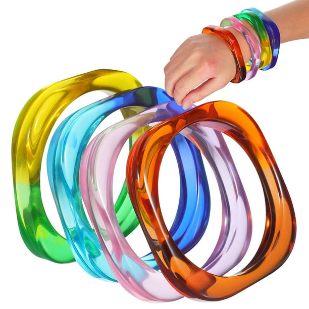 4 Piezas Brazaletes Pulseras de Acrílico Brazaletes de Mujer Pulseras Pulseras Anchas Joyería de Acrílico para Niñas