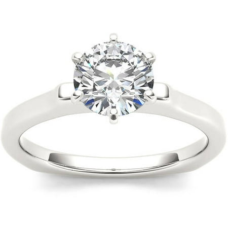 1 Carat T.W. Diamond Euro Style Solitaire 14kt White Gold Engagement Ring
