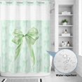 thumbnail image 2 of No Hook Shower Curtain, Green Bow Shower Curtains for Bathroom with See Through Top Window, Cute Bowknot Minimalist Solid Color Waterproof & Washable Bath Curtain Extra Long 72"x84", 2 of 9