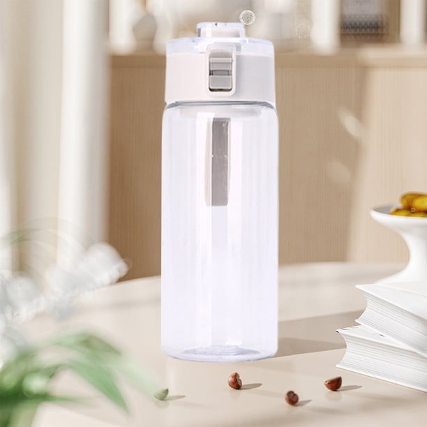 Botella de agua deportiva a prueba de fugas de 800 ml con asa, taza de espacio para gimnasio para fitness yoga ejercicio, blanco